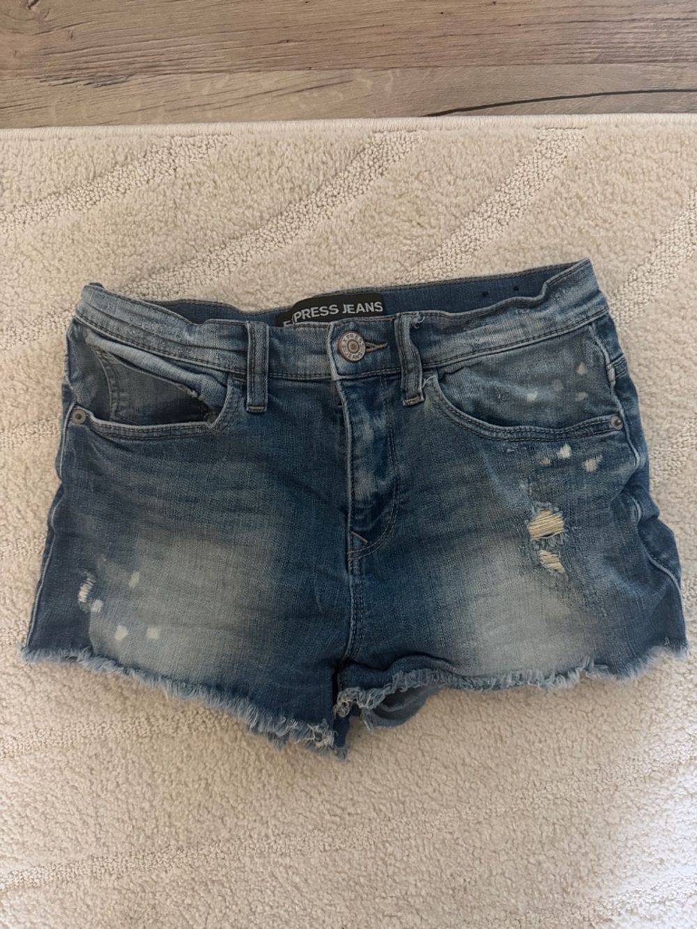 Women's Distressed Denim Shorts in Blue
